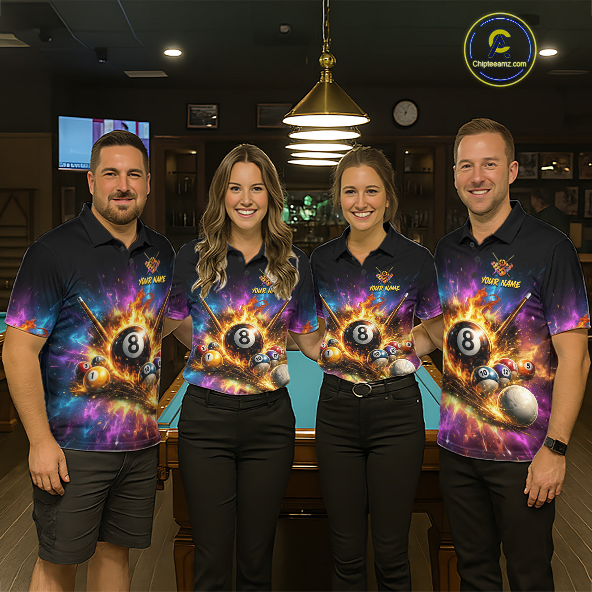 Custom Galaxy Billiard Shirt 8 Ball Billiard Jersey for Women Polo & Quarter-Zip BHT10