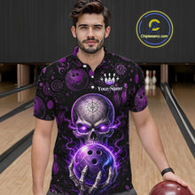 Load image into Gallery viewer, Custom Mystic Skull Bowling Shirt for Men Bowling League Jersey Polo &amp; Quarter-Zip Outfit QZT1020