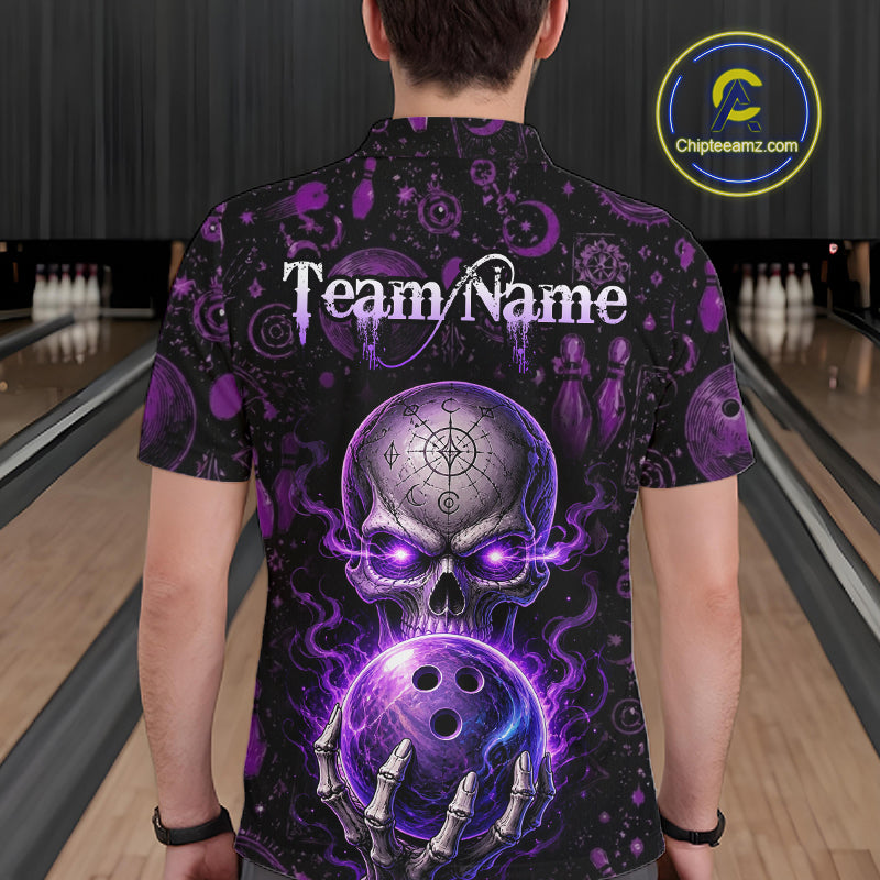Custom Mystic Skull Bowling Shirt for Men Bowling League Jersey Polo & Quarter-Zip Outfit QZT1020