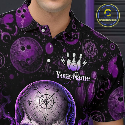 Custom Mystic Skull Bowling Shirt for Men Bowling League Jersey Polo & Quarter-Zip Outfit QZT1020