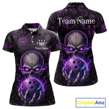 Load image into Gallery viewer, Custom Mystic Skull Bowling Shirt for Women Bowling League Jersey Polo &amp; 1/4-Zip QZT1020