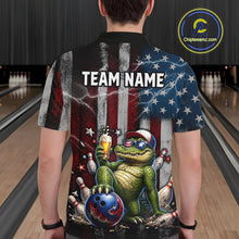 Load image into Gallery viewer, Custom American Flag Funny Beer Bowling Shirt for Men Patriotic Bowling Jersey Polo &amp; 1/4-Zip QZT1023