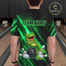 Load image into Gallery viewer, Custom Green Funny Frog Bowling Shirt for Men Bowling Jersey Polo &amp; 1/4 Zip Bowling Outfit QZT1026