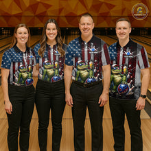 Load image into Gallery viewer, Custom American Flag Funny Beer Bowling Shirt for Women Patriotic Bowling League Jersey QZT1023