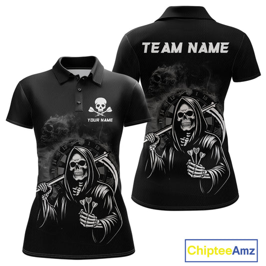 Personalized Grim Reaper Dart Shirt for Women Dart League Jersey Dartboard Shirt Polo & Quarter-Zip DHT1