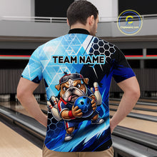Load image into Gallery viewer, Funny Bulldog Bowling Team Shirt Custom Polo &amp; 1/4 Zip Bowling Jersey for Men Blue Bowling Unisex  QZT911