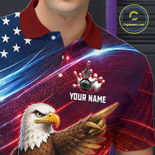 Load image into Gallery viewer, Custom American Flag Eagle Bowling Shirt for Men Patriotic Bowling Jersey Polo &amp; Quarter-Zip QZT1030