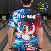 Load image into Gallery viewer, Custom American Flag Chicken Bowling Shirt for Men Patriotic Bowling Jersey Polo &amp; Quarter-Zip QZT1031