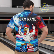Load image into Gallery viewer, Custom American Flag Chicken Bowling Shirt for Men Patriotic Bowling Jersey Polo &amp; Quarter-Zip QZT1031