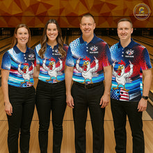 Load image into Gallery viewer, Custom American Flag Chicken Bowling Shirt for Men Patriotic Bowling Jersey Polo &amp; Quarter-Zip QZT1031