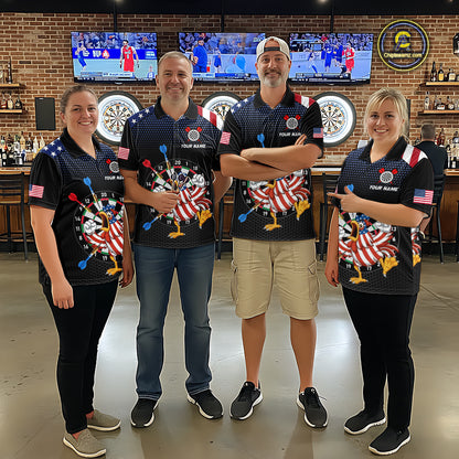 Custom Funny Chicken Dart Shirt American Dart Jerseys for Women Polo & 1/4 Zip Dartboard Shirt DHT6