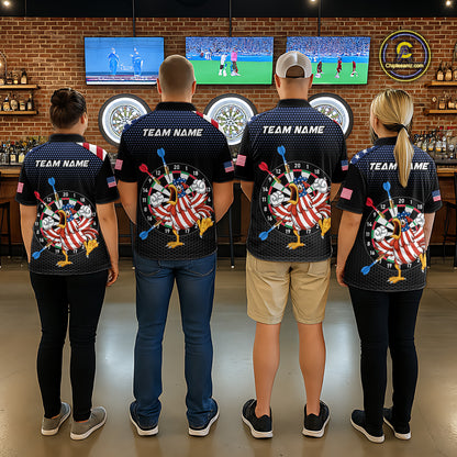 Custom Funny Chicken Dart Shirt American Dart Jerseys for Women Polo & 1/4 Zip Dartboard Shirt DHT6