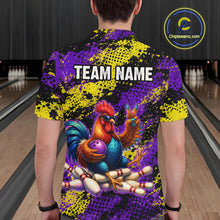 Load image into Gallery viewer, Purple &amp; Yellow Chicken Bowling Shirt for Men Custom Bowling Jersey Rooster Polo &amp; 1/4-Zip QZT1034