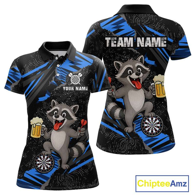 Custom Blue Funny Cat Dart Shirt for Women Darts League Jersey Dartboard Shirt DHT57