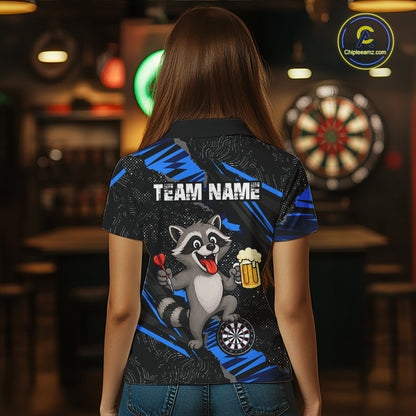 Custom Blue Funny Cat Dart Shirt for Women Darts League Jersey Dartboard Shirt DHT57