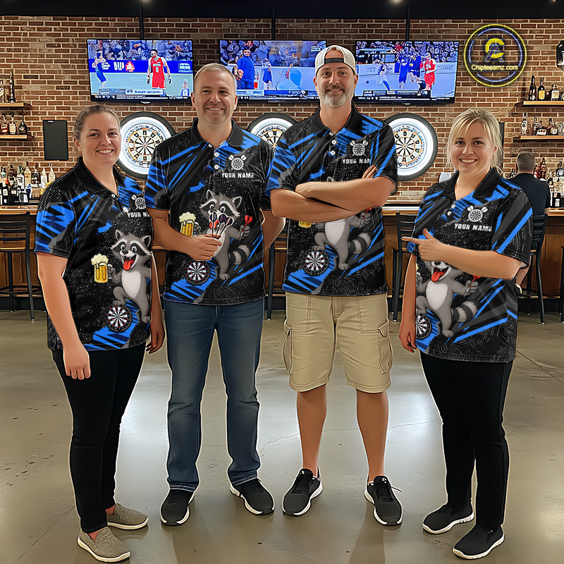 Custom Blue Funny Cat Dart Shirt for Women Darts League Jersey Dartboard Shirt DHT57