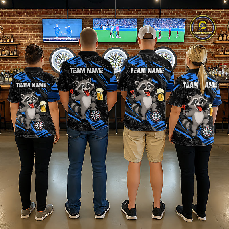 Custom Blue Funny Cat Dart Shirt for Women Darts League Jersey Dartboard Shirt DHT57