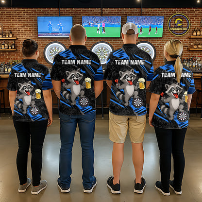 Custom Blue Funny Cat Dart Shirt for Women Darts League Jersey Dartboard Shirt DHT57