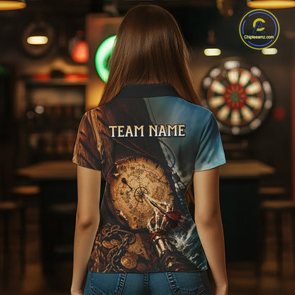 Custom Vintage Treasure Map Dart Shirt Skeleton Pirate Dart Team Jersey for Women Polo & Quarter-Zip DHT61