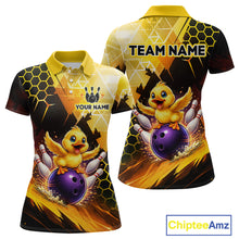 Load image into Gallery viewer, Custom Funny Duck Bowling Team Shirt for Women Yellow Bowling League Jersey Polo &amp; 1/4 Bowling Outfit  QZT958