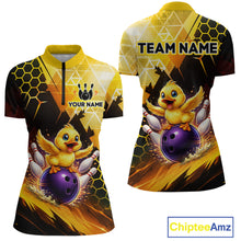 Load image into Gallery viewer, Custom Funny Duck Bowling Team Shirt for Women Yellow Bowling League Jersey Polo &amp; 1/4 Bowling Outfit  QZT958
