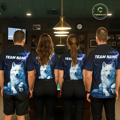 Custom Wolf 8 Ball Billiard Shirts for Men Billiard Jersey Polo & 1/4 Zip Pool Shirt BHT26