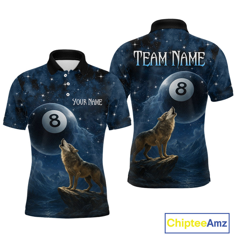 Custom Wolf 8 Ball Billiard Shirts for Men Night Realm Billiard Jersey Pool Shirt BHT27