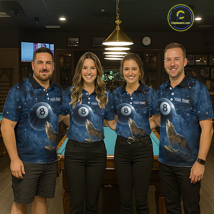 Custom Wolf 8 Ball Billiard Shirts for Men Night Realm Billiard Jersey Pool Shirt BHT27