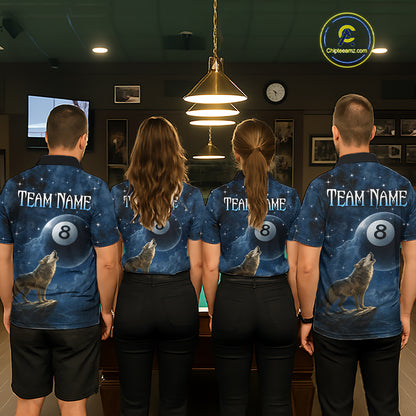 Custom Wolf 8 Ball Billiard Shirts for Men Night Realm Billiard Jersey Pool Shirt BHT27