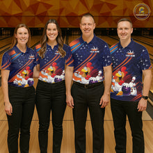 Load image into Gallery viewer, Funny Chicken Polo Bowling Shirt for Women Custom Bowling Jersey 1/4 Zip Bowling Outfit QZT826