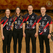 Load image into Gallery viewer, Funny Skeleton &amp; Beer Bowling Shirt Custom Red Bowling Jersey Polo &amp; 1/4 Zip Outfit for Men QZT830