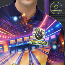 Load image into Gallery viewer, Bowling alley design on a shirt with a personalized name option.