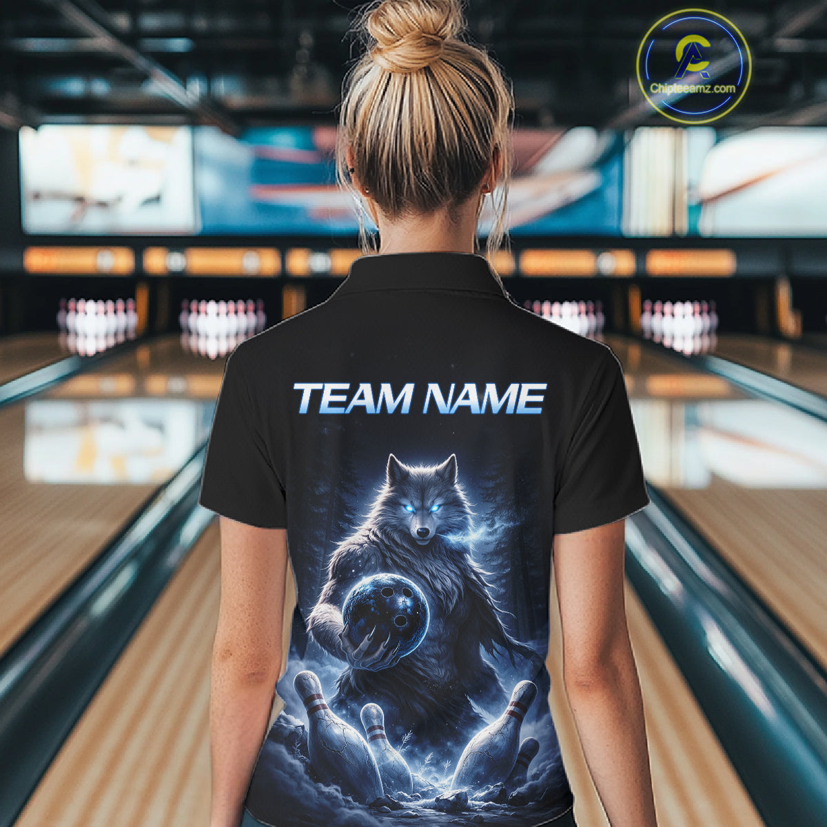 Custom Wolf Bowling Team Shirt for Women Bowling League Jersey Polo & Quarter-Zip Bowling Shirt QZT880