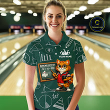Load image into Gallery viewer, Funny Cat Bowling Math Shirt Personalized Polo &amp; 1/4 Zip Shirt Bowling Team Jersey for Women QZT926