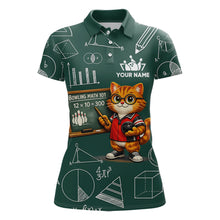 Load image into Gallery viewer, Funny Cat Bowling Math Shirt Personalized Polo &amp; 1/4 Zip Shirt Bowling Team Jersey for Women QZT926