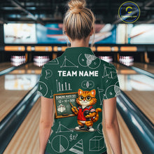 Load image into Gallery viewer, Funny Cat Bowling Math Shirt Personalized Polo &amp; 1/4 Zip Shirt Bowling Team Jersey for Women QZT926