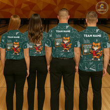 Load image into Gallery viewer, Funny Cat Bowling Math Shirt Personalized Polo &amp; 1/4 Zip Shirt Bowling Team Jersey for Women QZT926