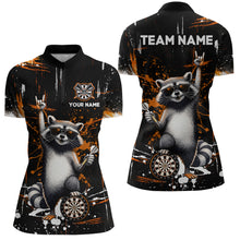 Load image into Gallery viewer, Custom Orange Funny Raccoon Dart Team Shirt for Women Dart Jersey Polo &amp; /4-Zip Dartboard Shirt Outfit DHT29
