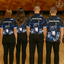 Load image into Gallery viewer, Custom Blue Funny Raccoon Bowling Shirt for Women Bowling Jersey Polo &amp; 1/4-Zip Bowling Outfit QZT892