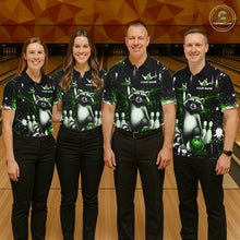 Load image into Gallery viewer, Custom Green Funny Raccoon Bowling Shirt for Women Bowling Jersey Polo &amp; 1/4-Zip Bowling Outfit QZT892