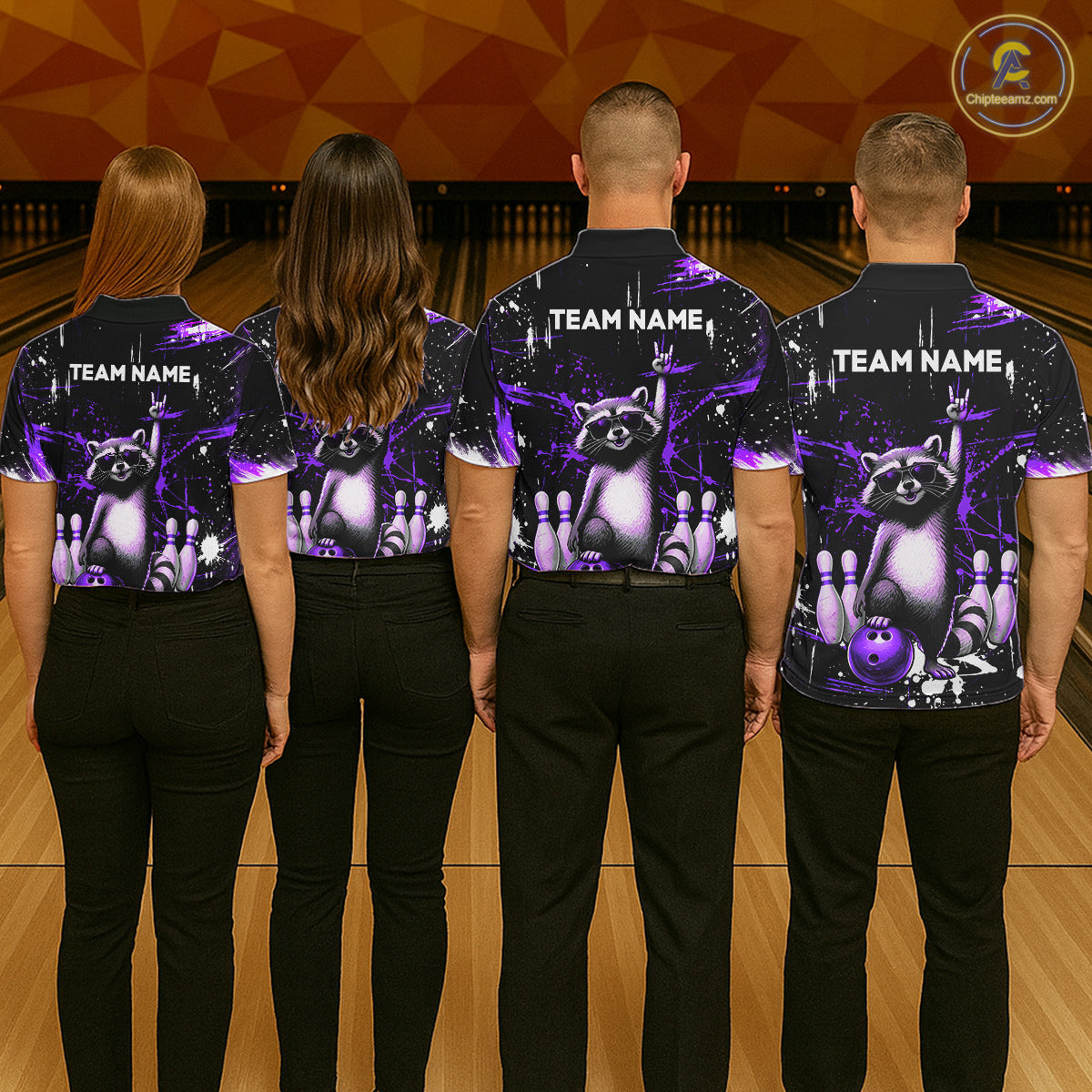 Custom Purple Funny Raccoon Bowling Shirt for Women Bowling Jersey Polo & 1/4-Zip Bowling Outfit QZT892