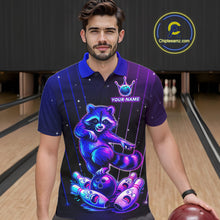 Load image into Gallery viewer, Neon Raccoon Bowling Shirt for Men Custom Bowling Team Jersey Polo &amp; 1/4-Zip Bowling Outfit QZT848