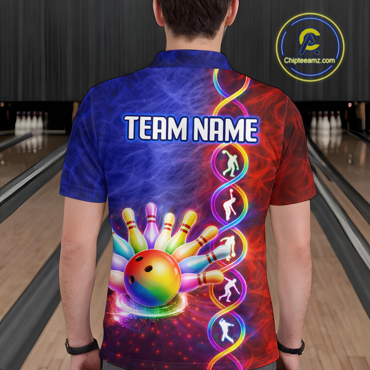Personalized DNA Bowling Shirt for Men Bowling Team League Polo & 1/4-Zip Bowling Gift QZT854