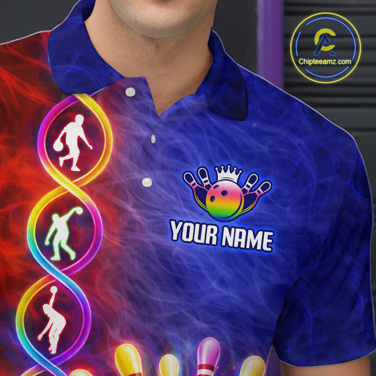 Personalized DNA Bowling Shirt for Men Bowling Team League Polo & 1/4-Zip Bowling Gift QZT854