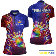 Load image into Gallery viewer, Personalized DNA Bowling Shirt for Women Bowling Team League Polo &amp; 1/4-Zip Bowling Gift QZT854