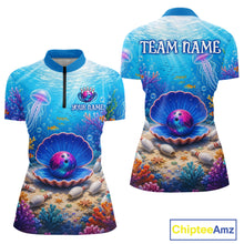 Load image into Gallery viewer, Colorful underwater-themed shirt with customizable text on a white background