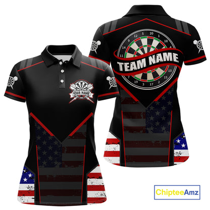 Custom American Flag Dart Shirt for Women Patriotic Dart Team Jersey Dartboard Outfit DHT54