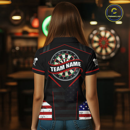 Custom American Flag Dart Shirt for Women Patriotic Dart Team Jersey Dartboard Outfit DHT54