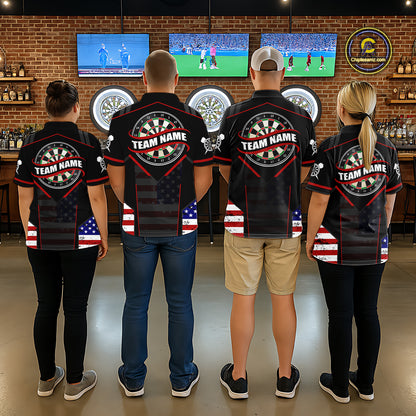 Custom American Flag Dart Shirt for Women Patriotic Dart Team Jersey Dartboard Outfit DHT54