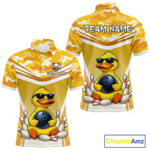 Load image into Gallery viewer, Custom Funny Duck Bowling Shirt Bowling Team Jersey for Men Polo &amp; Quarter-Zip Bowling Outfit QZT1138